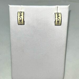 COACH Signature Enamel White & Silver Hoop Earrings